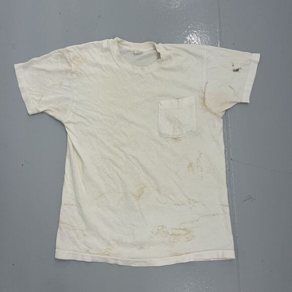 Vintage Other - Vintage 70s White Pocket Blank Cotton T-Shirt